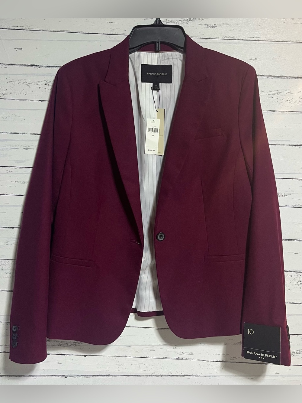 NWT Banana Republic Blazer Jacket Women Size 10 Beet Root Brushed Twill